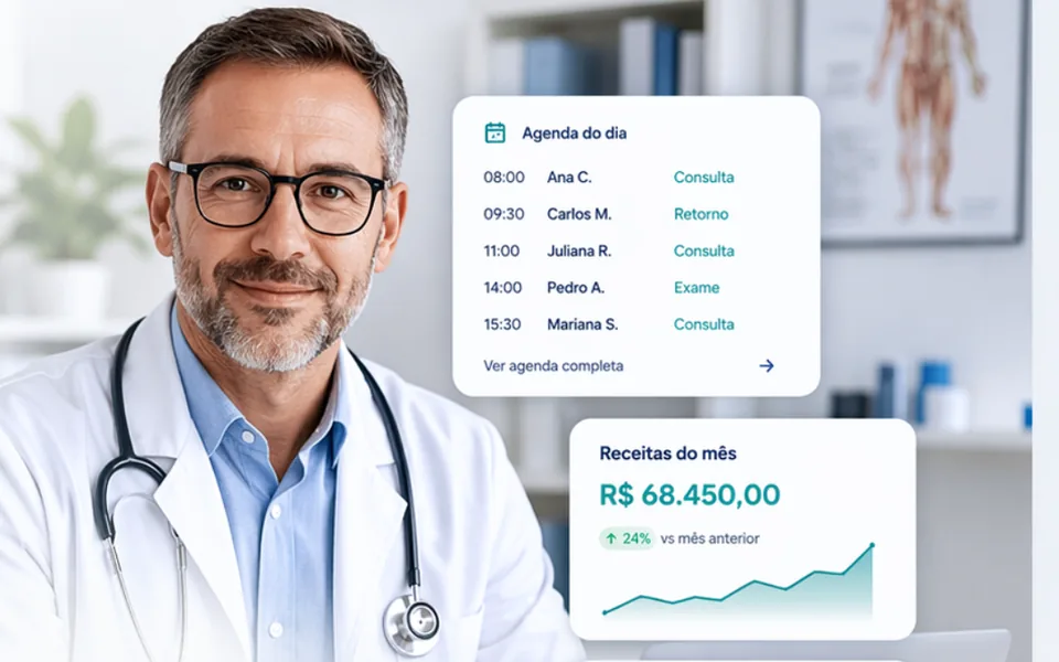 Profissional de clínica médica usando o Bells Clinic