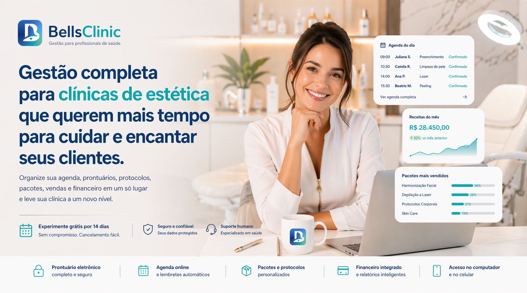 Cabeçalho da landing de Clínica estética