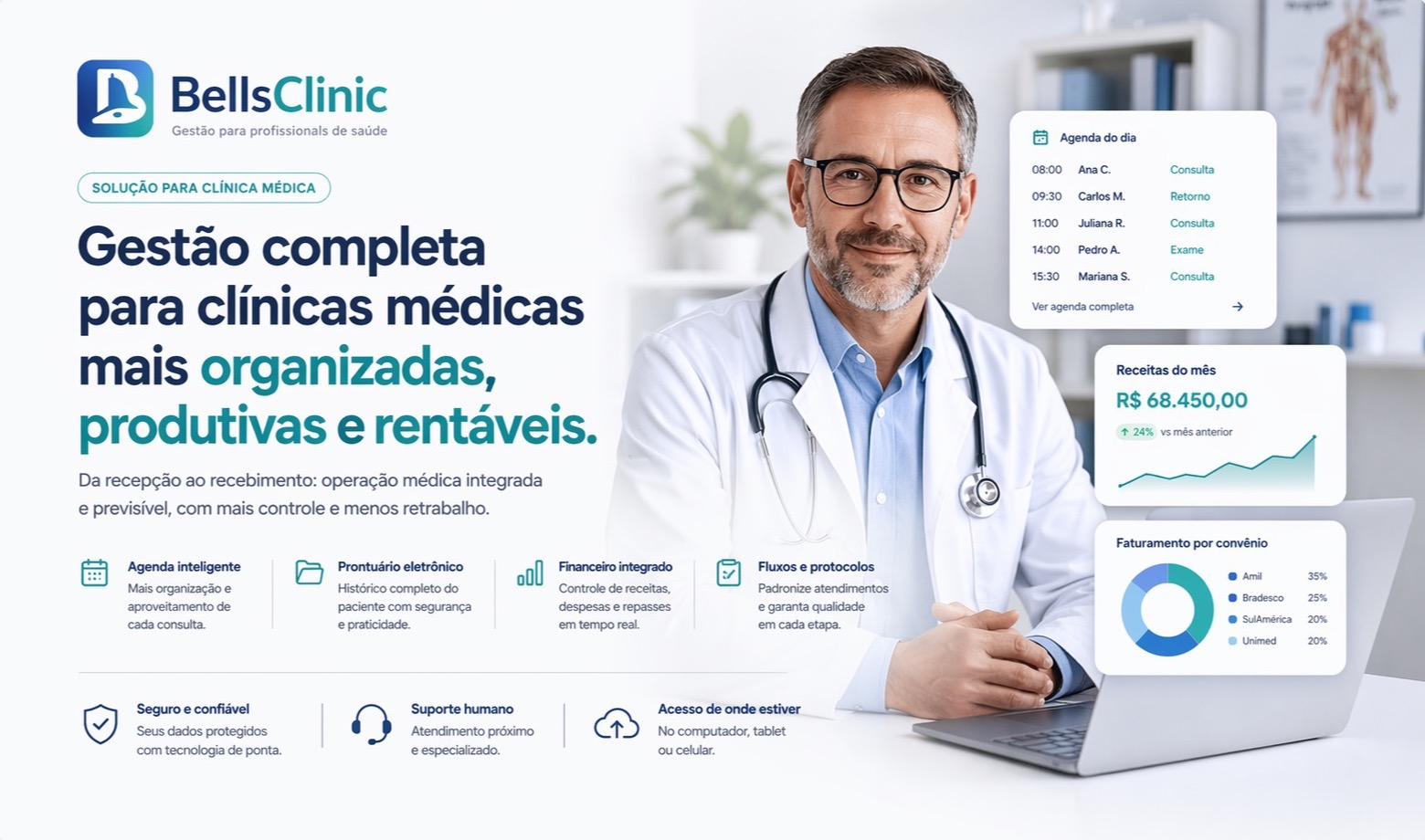 Cabeçalho da landing de Clínica médica